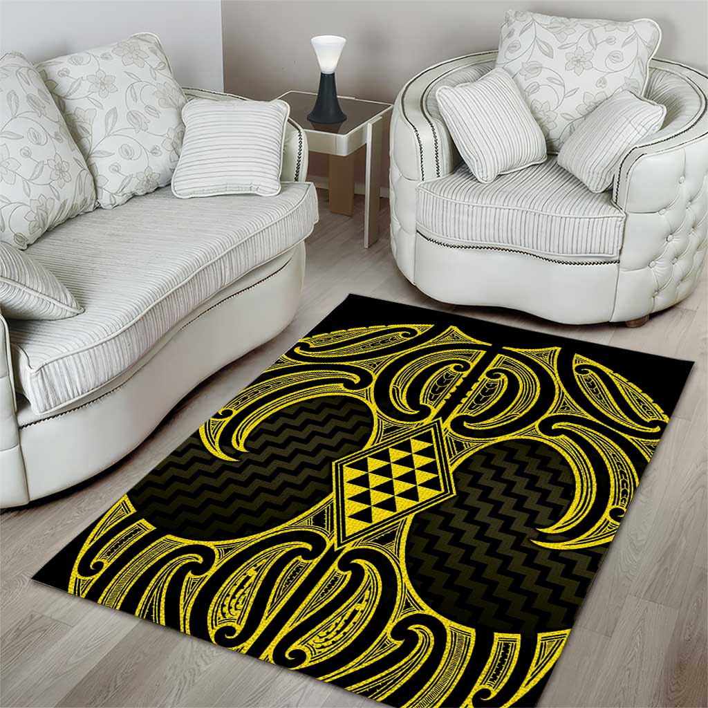 Mahi-dawg Maori Ta Moko Poutama Art Area Rug