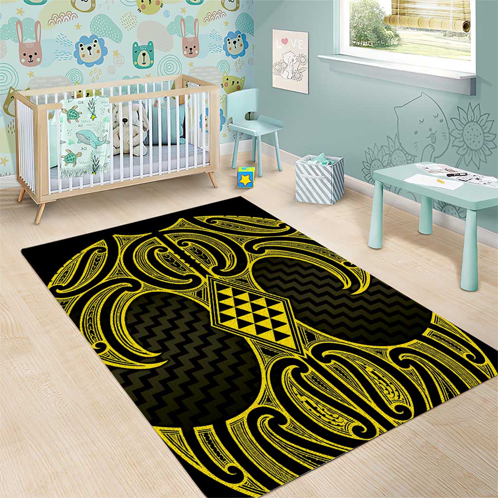 Mahi-dawg Maori Ta Moko Poutama Art Area Rug