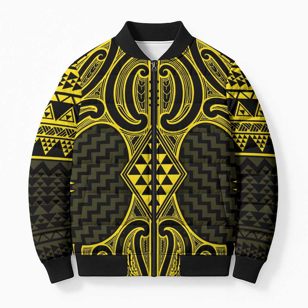 Mahi-dawg Maori Ta Moko Poutama Art Bomber Puffer Jacket - Polynesian Pride