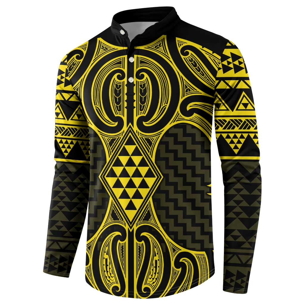 Mahi-dawg Maori Ta Moko Poutama Art Button Sweatshirt