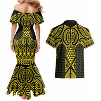Mahi-dawg Maori Ta Moko Poutama Art Couples Matching Mermaid Dress and Hawaiian Shirt LT9 - Polynesian Pride