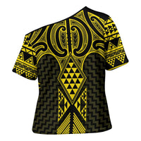 Mahi-dawg Maori Ta Moko Poutama Art Cross Shoulder Shirt - Polynesian Pride