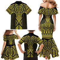 Mahi-dawg Maori Ta Moko Poutama Art Family Matching Mermaid Dress and Hawaiian Shirt
