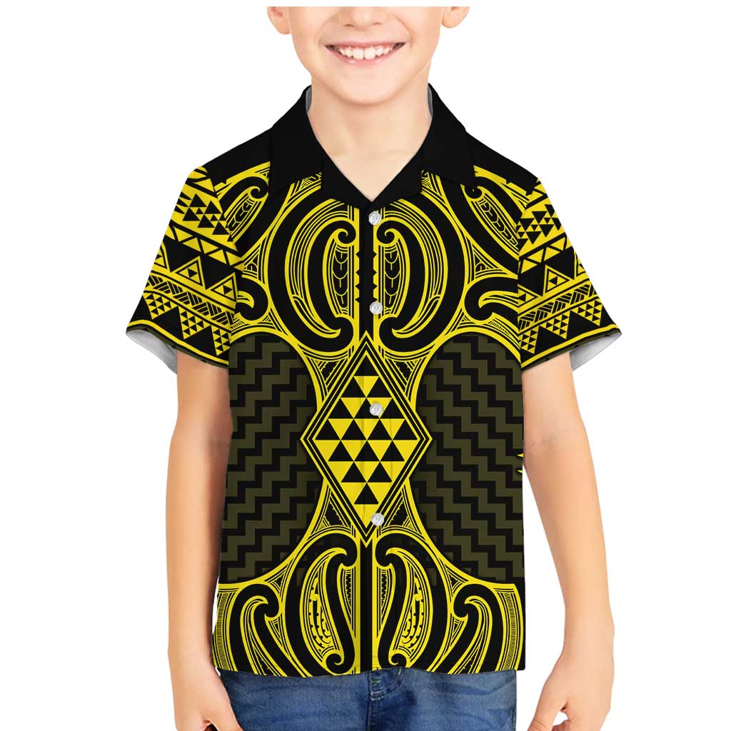 Mahi-dawg Maori Ta Moko Poutama Art Family Matching Mermaid Dress and Hawaiian Shirt