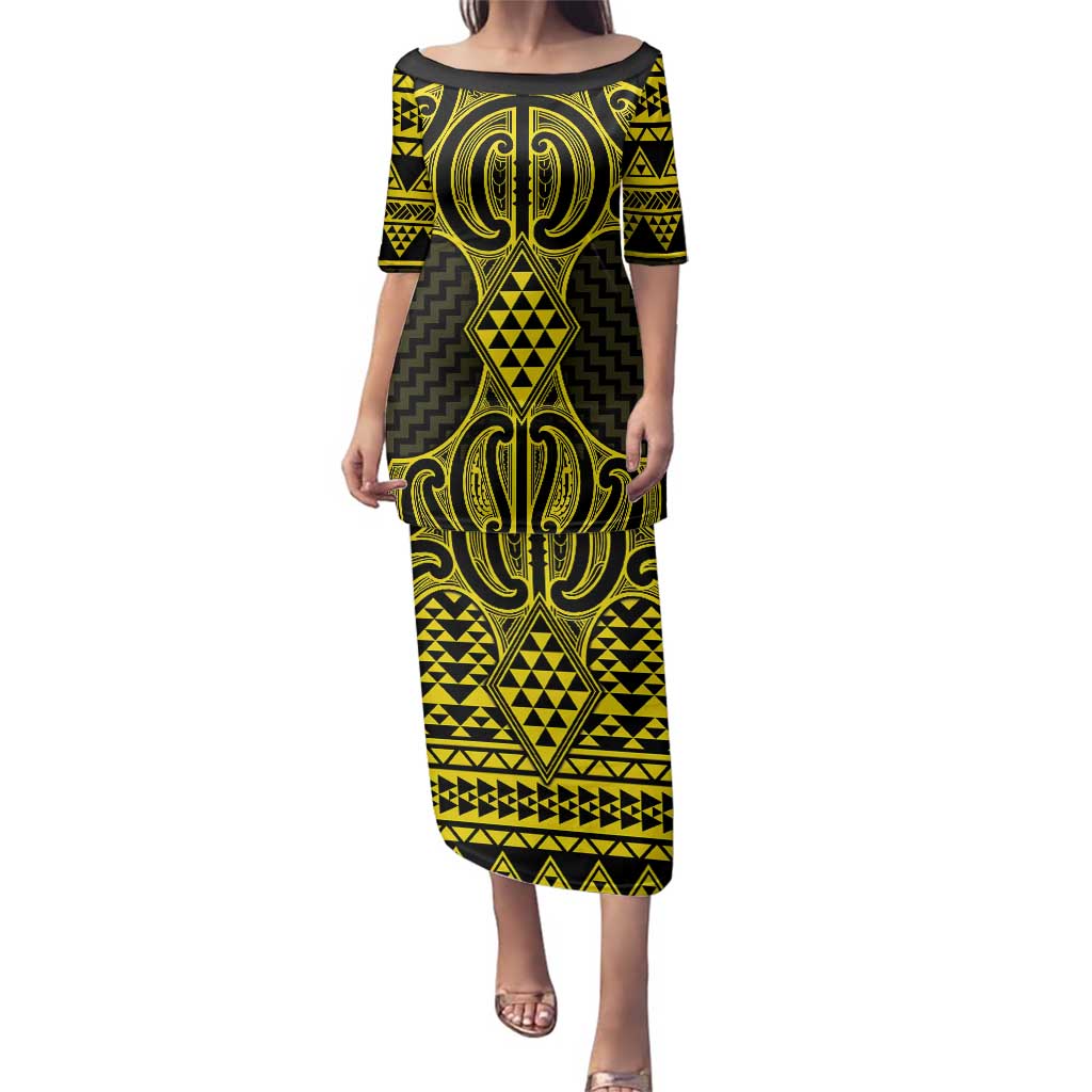 Mahi-dawg Maori Ta Moko Poutama Art Family Matching Puletasi and Hawaiian Shirt