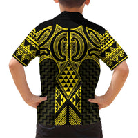 Mahi-dawg Maori Ta Moko Poutama Art Family Matching Short Sleeve Bodycon Dress and Hawaiian Shirt