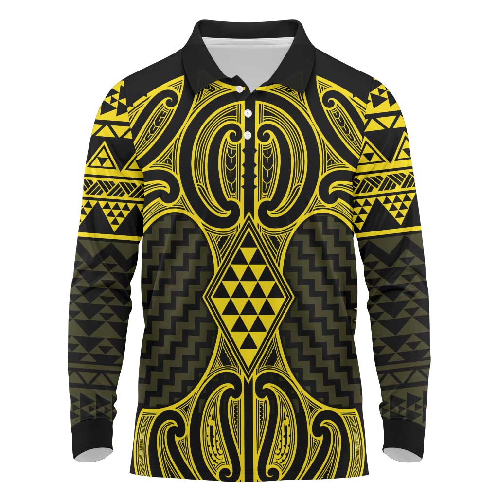Mahi-dawg Maori Ta Moko Poutama Art Long Sleeve Polo Shirt