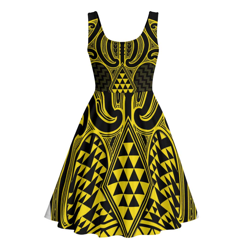 Mahi-dawg Maori Ta Moko Poutama Art Midi Dress - Polynesian Pride