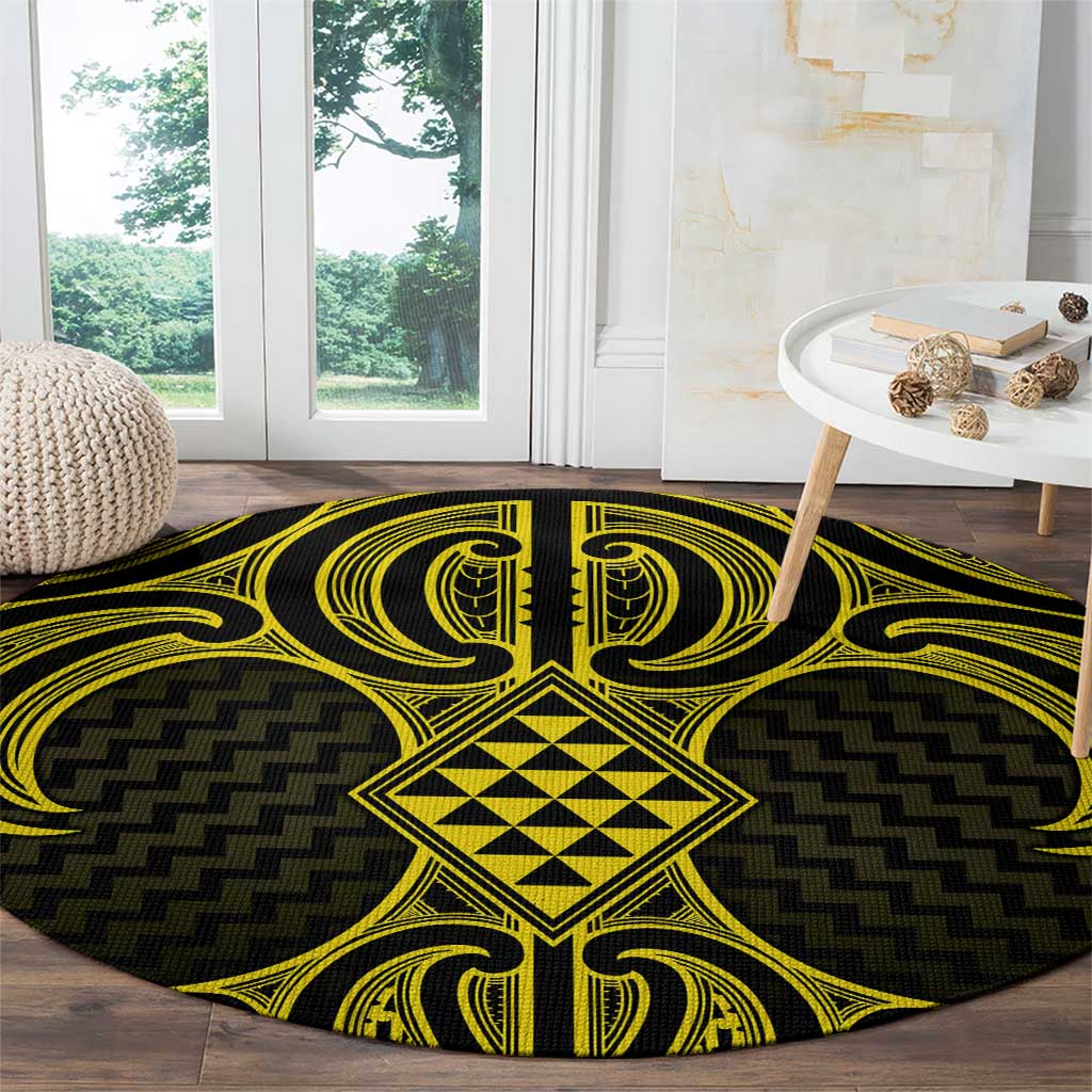 Mahi-dawg Maori Ta Moko Poutama Art Round Carpet