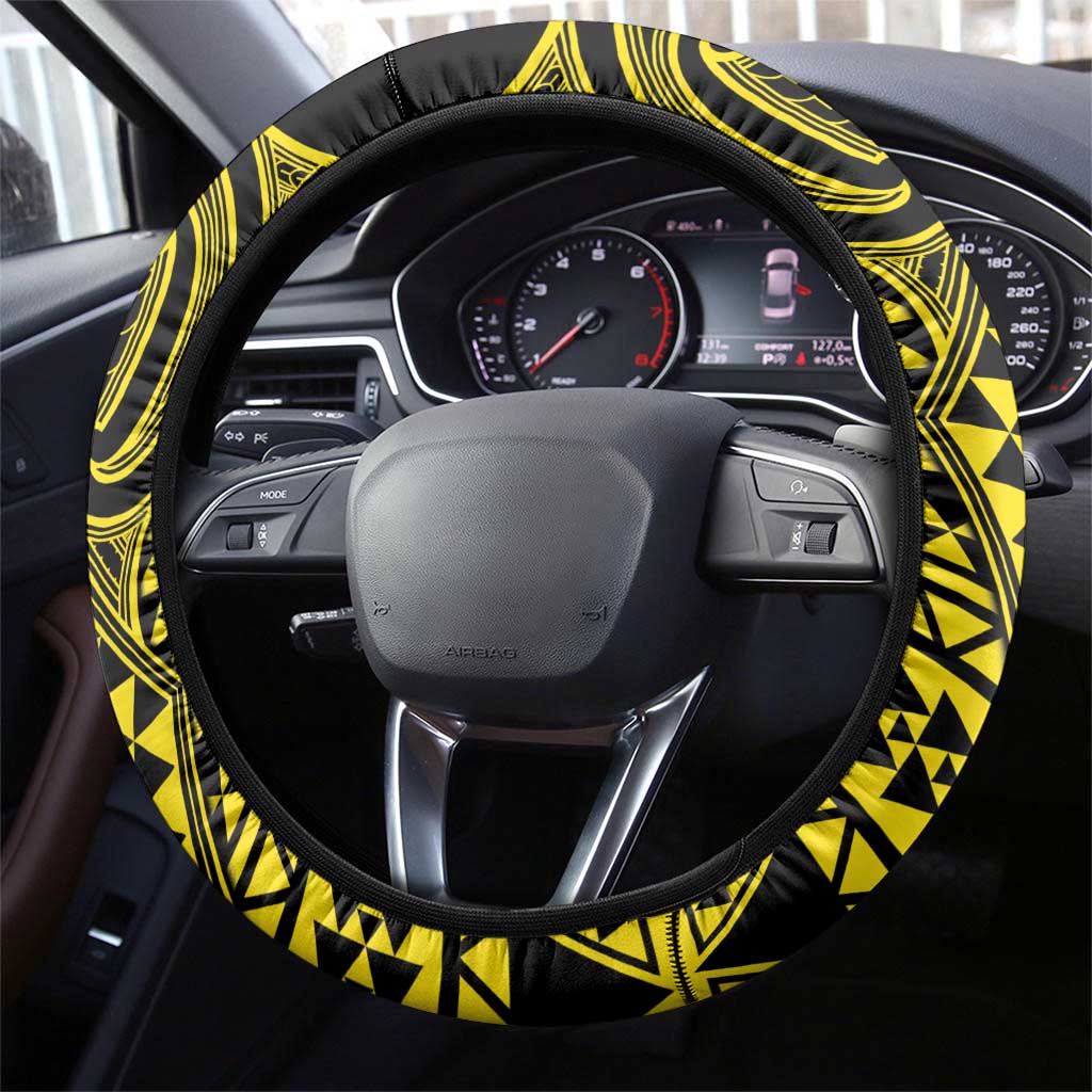 Mahi-dawg Maori Ta Moko Poutama Art Steering Wheel Cover