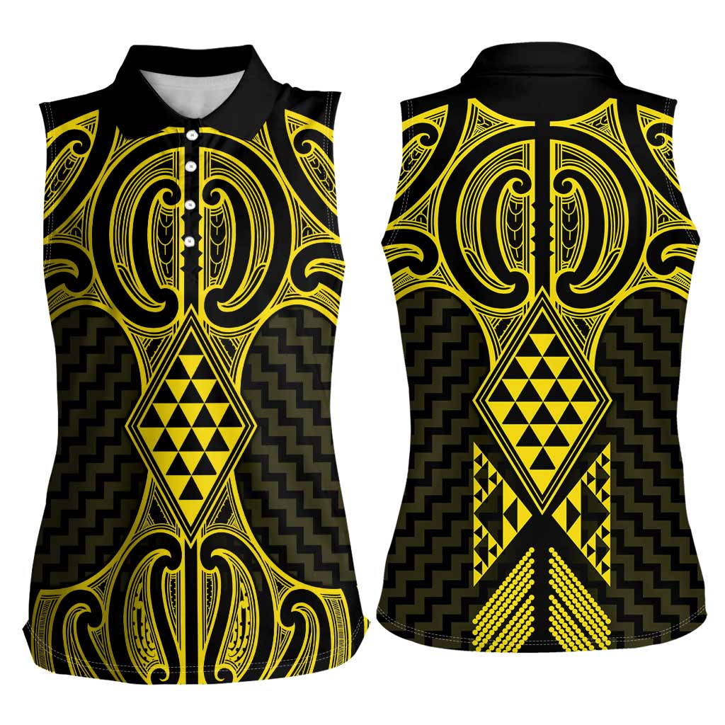 Mahi-dawg Maori Ta Moko Poutama Art Women Sleeveless Polo Shirt