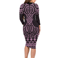 Mawhero Maori Ta Moko Poutama Art Family Matching Long Sleeve Bodycon Dress and Hawaiian Shirt