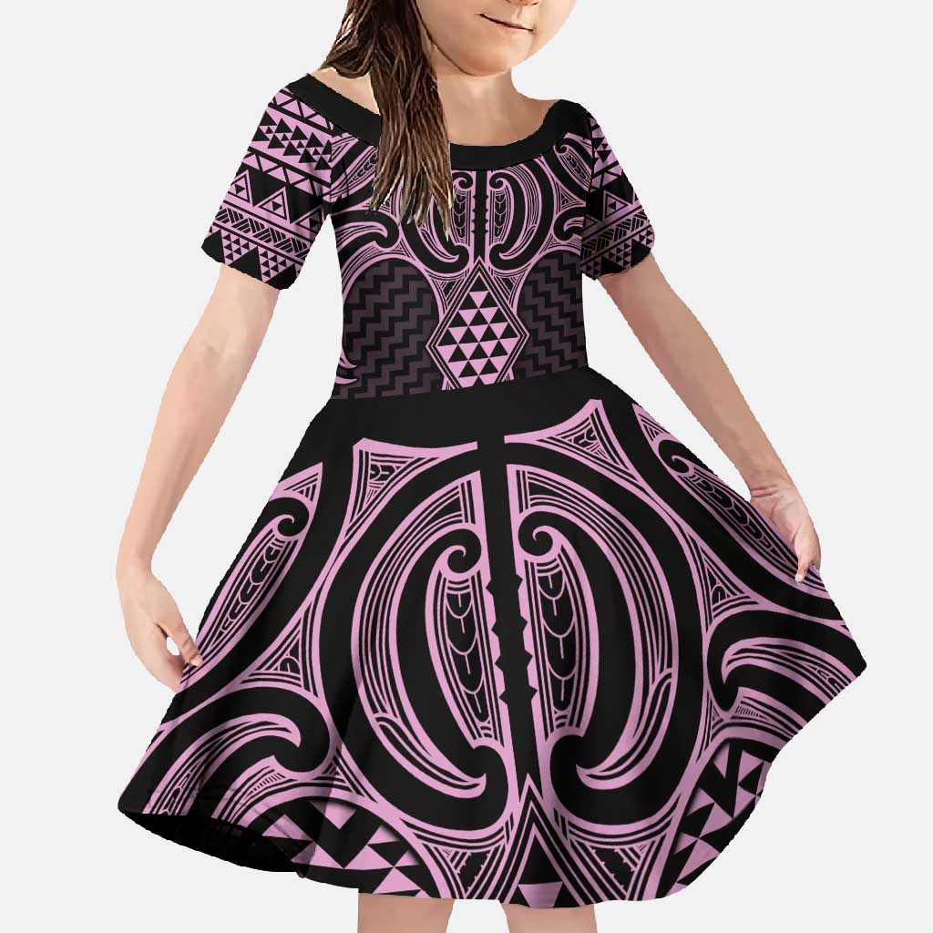 Mawhero Maori Ta Moko Poutama Art Family Matching Off Shoulder Maxi Dress and Hawaiian Shirt
