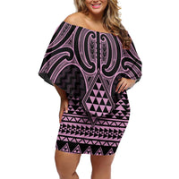 Mawhero Maori Ta Moko Poutama Art Family Matching Off Shoulder Short Dress and Hawaiian Shirt