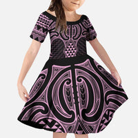 Mawhero Maori Ta Moko Poutama Art Family Matching Short Sleeve Bodycon Dress and Hawaiian Shirt