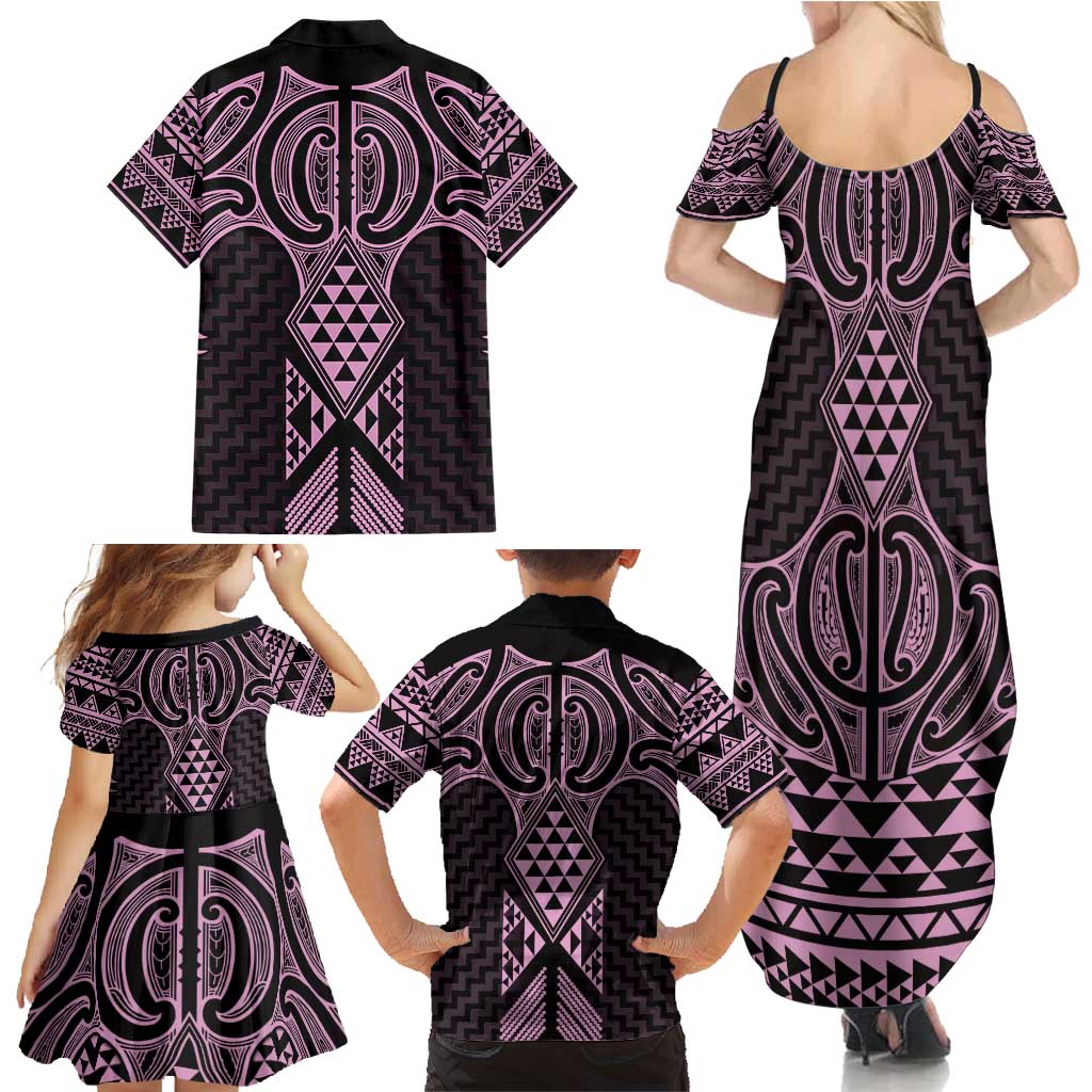 Mawhero Maori Ta Moko Poutama Art Family Matching Summer Maxi Dress and Hawaiian Shirt