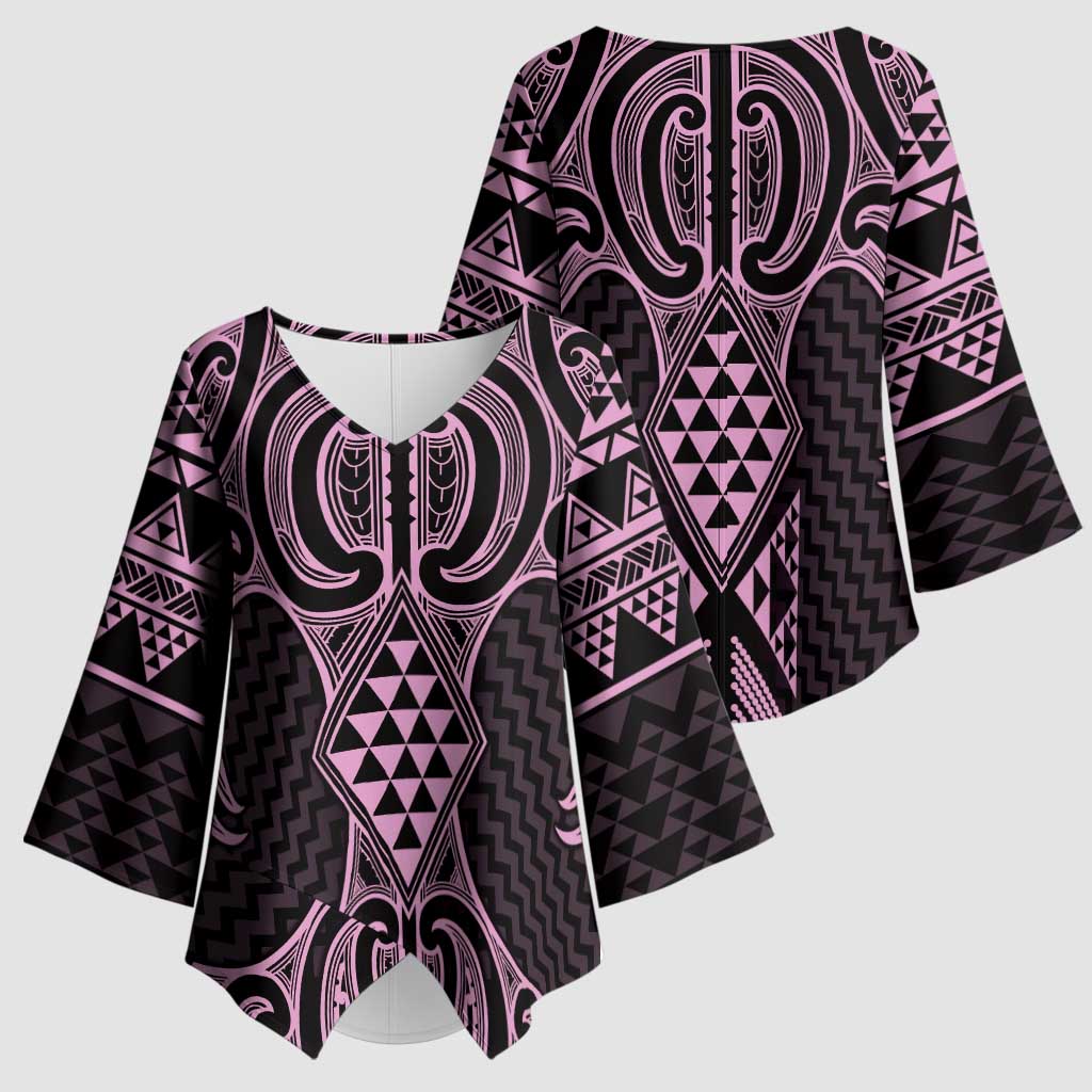 Mawhero Maori Ta Moko Poutama Art Kimono Sleeve Blouse - Polynesian Pride