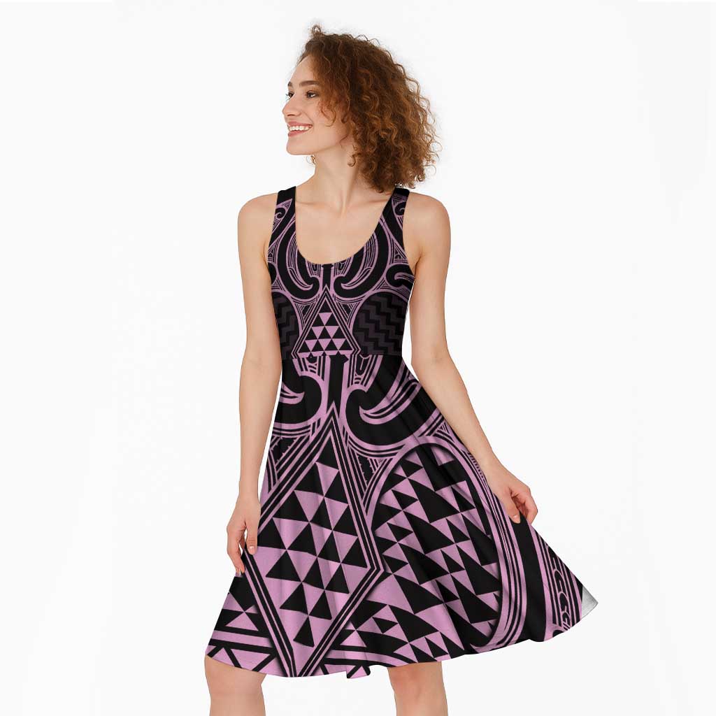 Mawhero Maori Ta Moko Poutama Art Midi Dress - Polynesian Pride