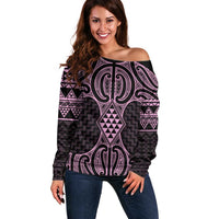 Mawhero Maori Ta Moko Poutama Art Off Shoulder Sweater