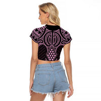 Mawhero Maori Ta Moko Poutama Art Raglan Cropped T Shirt