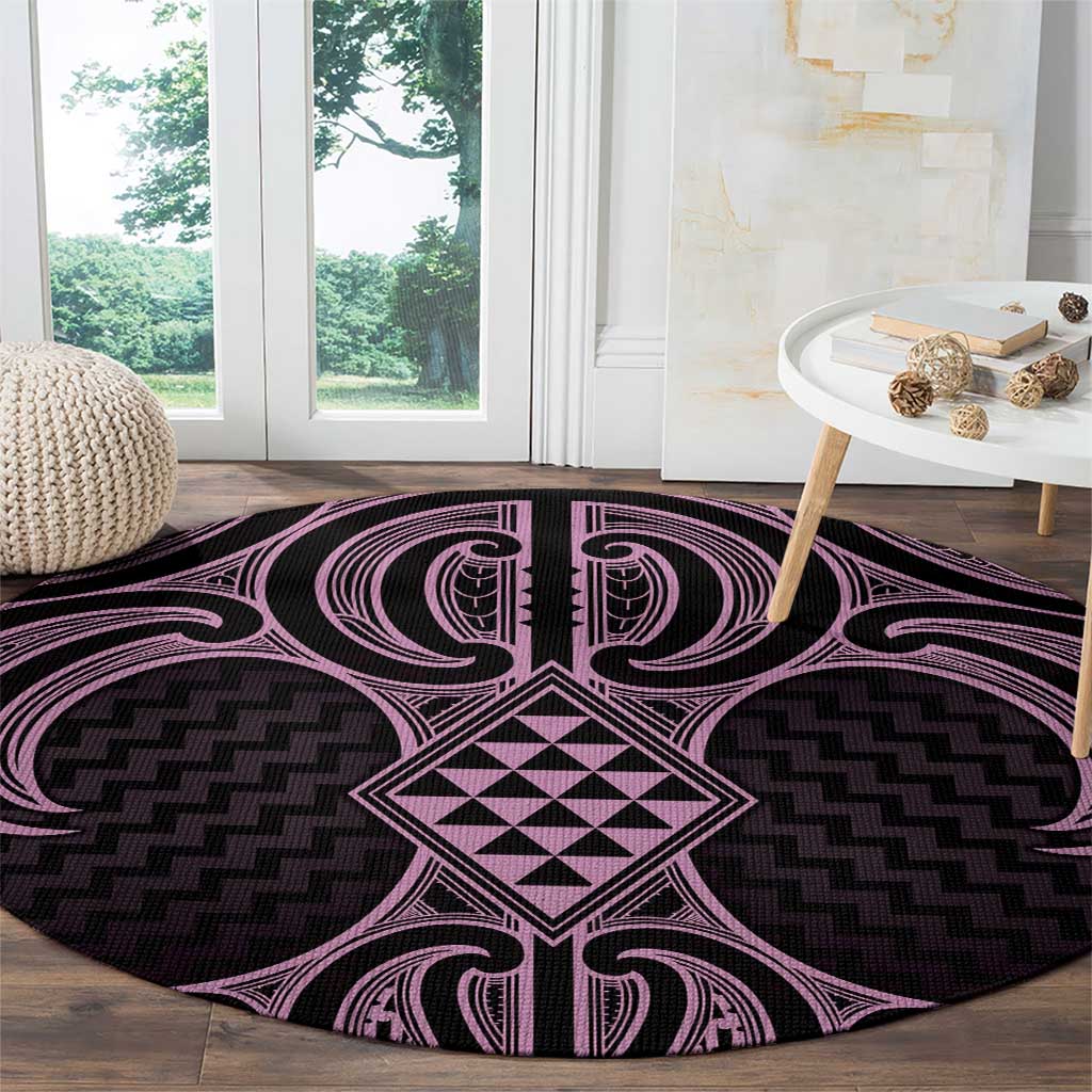 Mawhero Maori Ta Moko Poutama Art Round Carpet