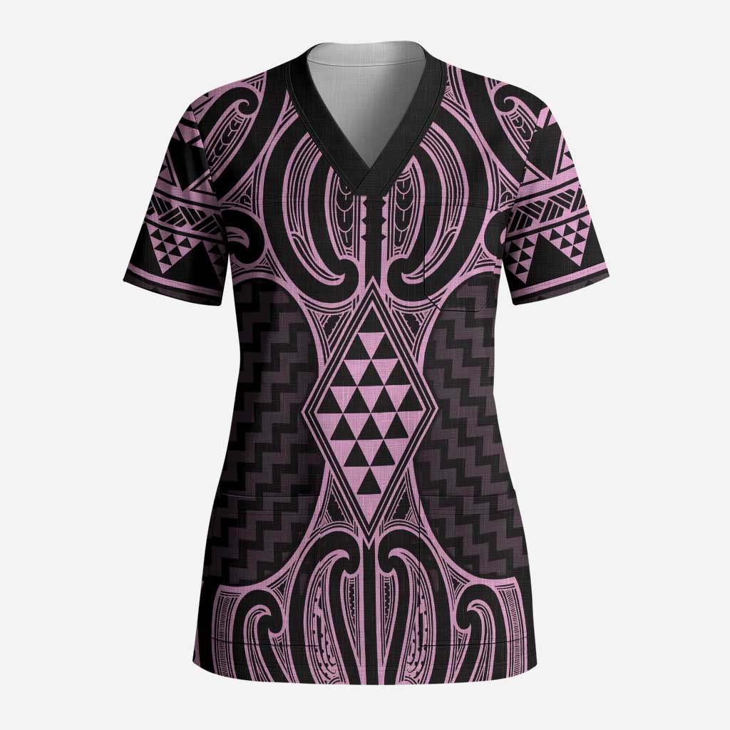 Mawhero Maori Ta Moko Poutama Art Scrub Top - Polynesian Pride