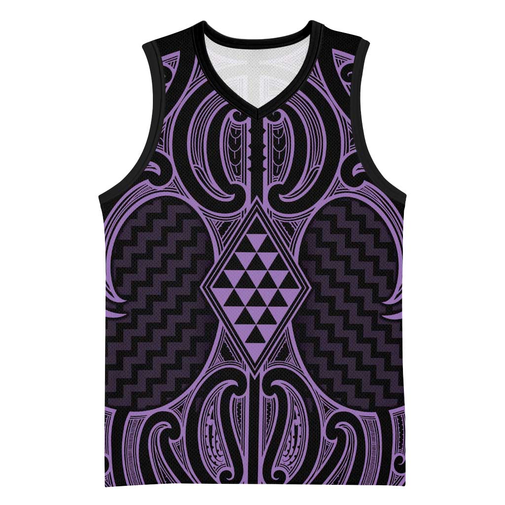 Waiporoporo Maori Ta Moko Poutama Art Basketball Jersey - Polynesian Pride