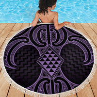 Waiporoporo Maori Ta Moko Poutama Art Beach Blanket
