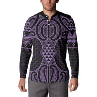 Waiporoporo Maori Ta Moko Poutama Art Button Sweatshirt