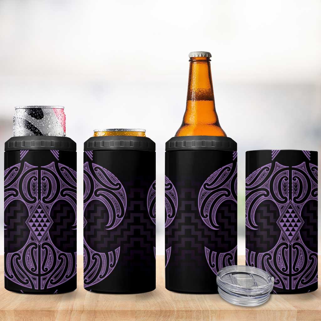 Waiporoporo Maori Ta Moko Poutama Art 4 in 1 Can Cooler Tumbler
