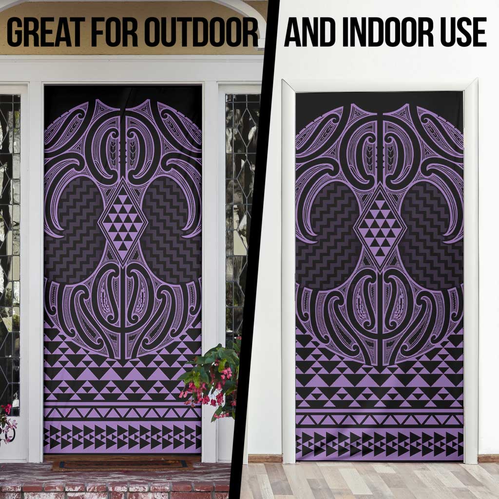 Waiporoporo Maori Ta Moko Poutama Art Door Cover - Polynesian Pride