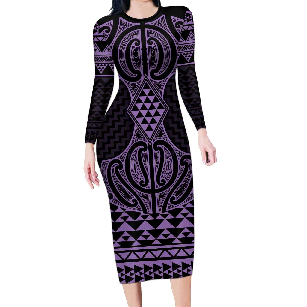 Waiporoporo Maori Ta Moko Poutama Art Family Matching Long Sleeve Bodycon Dress and Hawaiian Shirt