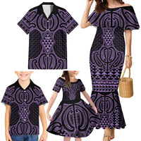 Waiporoporo Maori Ta Moko Poutama Art Family Matching Mermaid Dress and Hawaiian Shirt