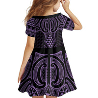 Waiporoporo Maori Ta Moko Poutama Art Family Matching Off Shoulder Short Dress and Hawaiian Shirt
