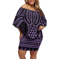 Waiporoporo Maori Ta Moko Poutama Art Family Matching Off Shoulder Short Dress and Hawaiian Shirt