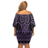 Waiporoporo Maori Ta Moko Poutama Art Family Matching Off Shoulder Short Dress and Hawaiian Shirt