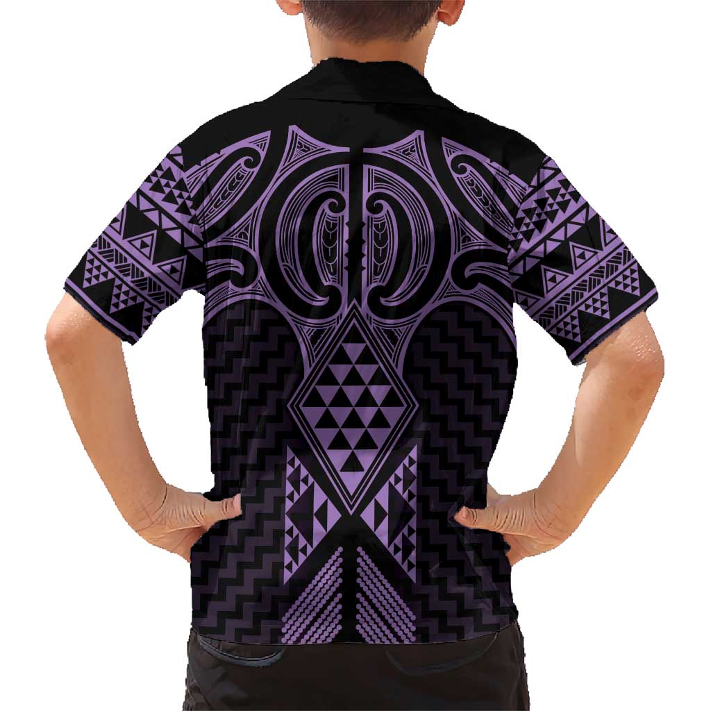 Waiporoporo Maori Ta Moko Poutama Art Family Matching Short Sleeve Bodycon Dress and Hawaiian Shirt