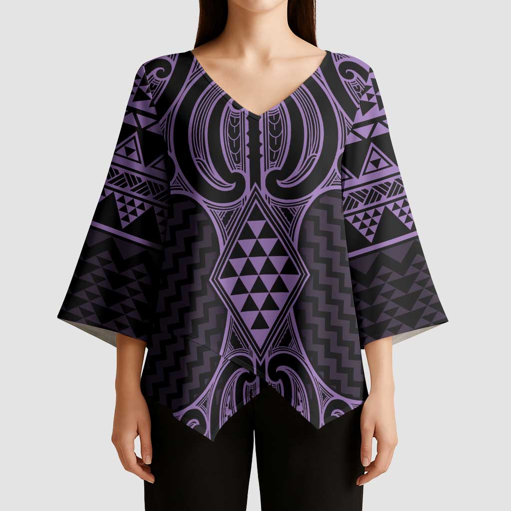 Waiporoporo Maori Ta Moko Poutama Art Kimono Sleeve Blouse - Polynesian Pride