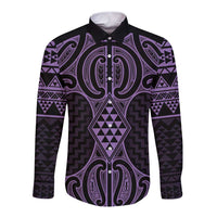 Waiporoporo Maori Ta Moko Poutama Art Long Sleeve Button Shirt