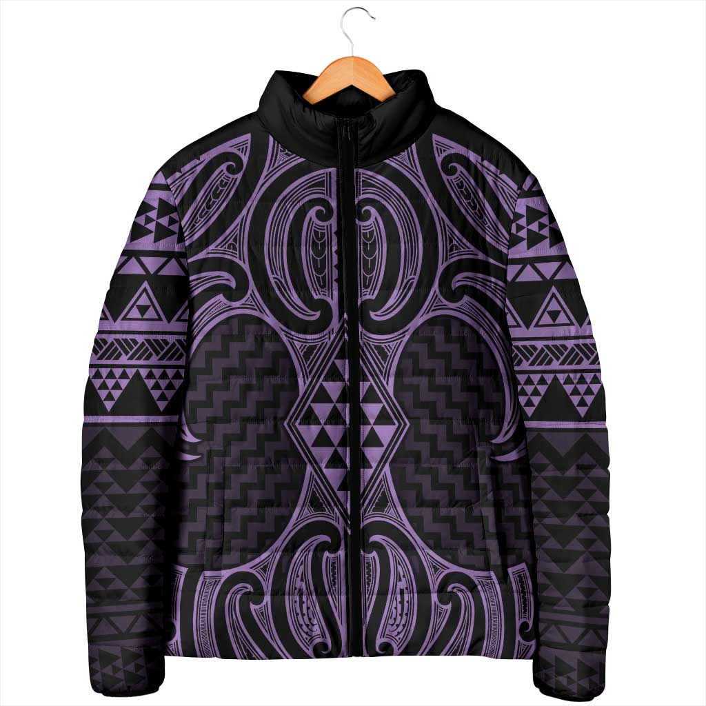Waiporoporo Maori Ta Moko Poutama Art Padded Jacket - Polynesian Pride