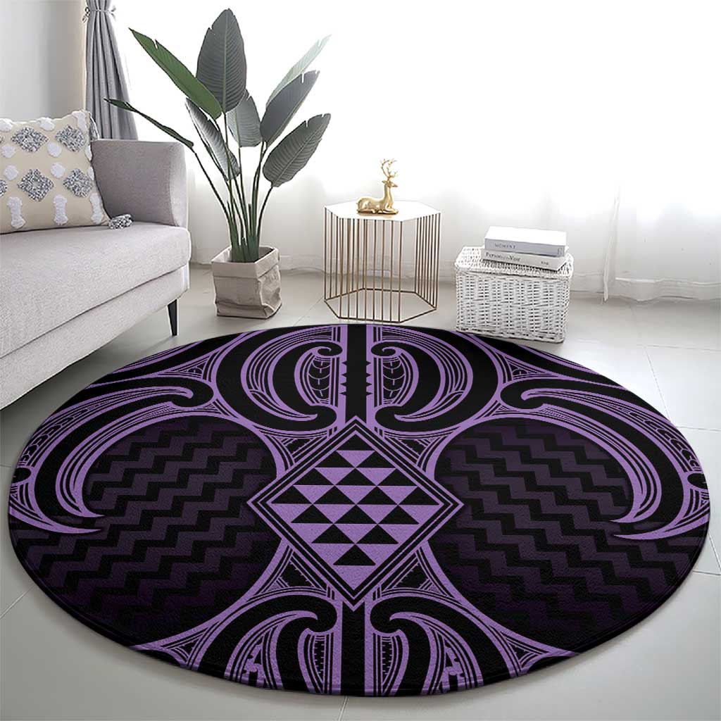 Waiporoporo Maori Ta Moko Poutama Art Round Carpet