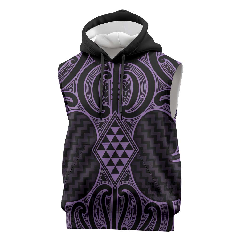 Waiporoporo Maori Ta Moko Poutama Art Sleeveless Hoodie - Polynesian Pride