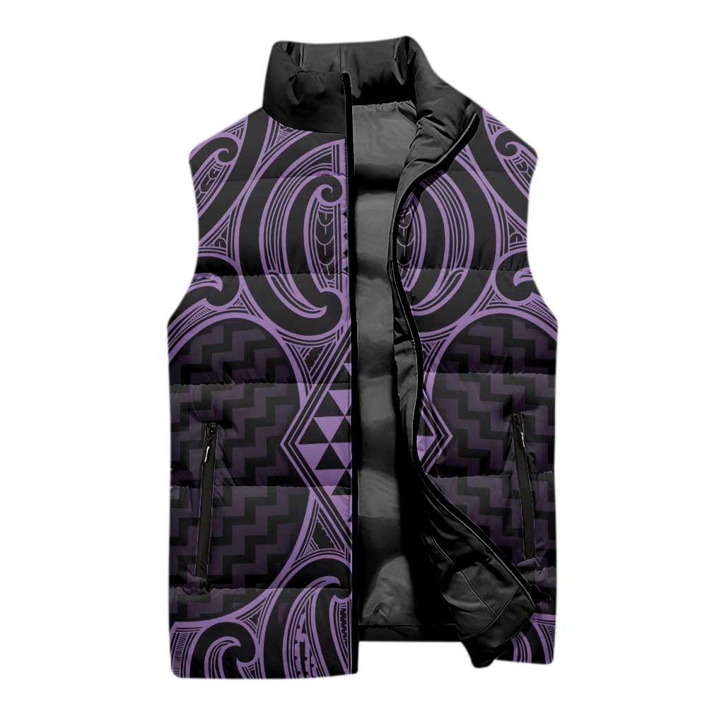 Waiporoporo Maori Ta Moko Poutama Art Sleeveless Puffer Jacket - Polynesian Pride