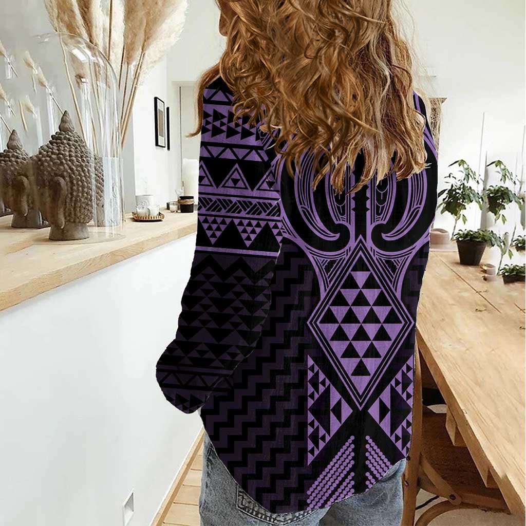 Waiporoporo Maori Ta Moko Poutama Art Women Casual Shirt