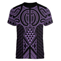 Waiporoporo Maori Ta Moko Poutama Art Women V-Neck T-Shirt