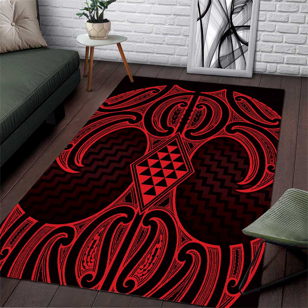 Whero Maori Ta Moko Poutama Art Area Rug