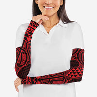 Whero Maori Ta Moko Poutama Art Arm Sleeves - Polynesian Pride