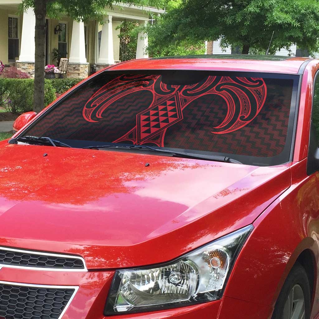 Whero Maori Ta Moko Poutama Art Auto Sun Shade - Polynesian Pride