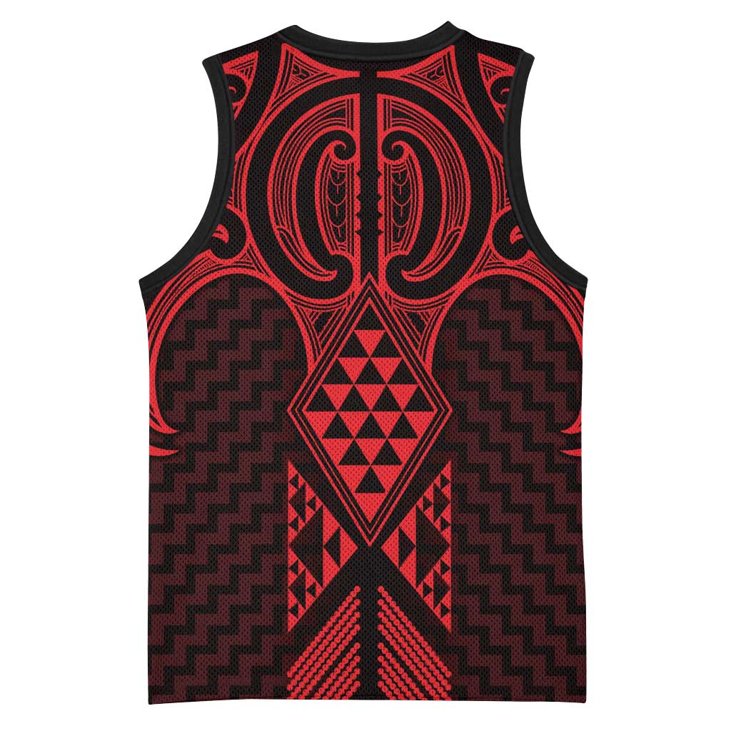 Whero Maori Ta Moko Poutama Art Basketball Jersey - Polynesian Pride