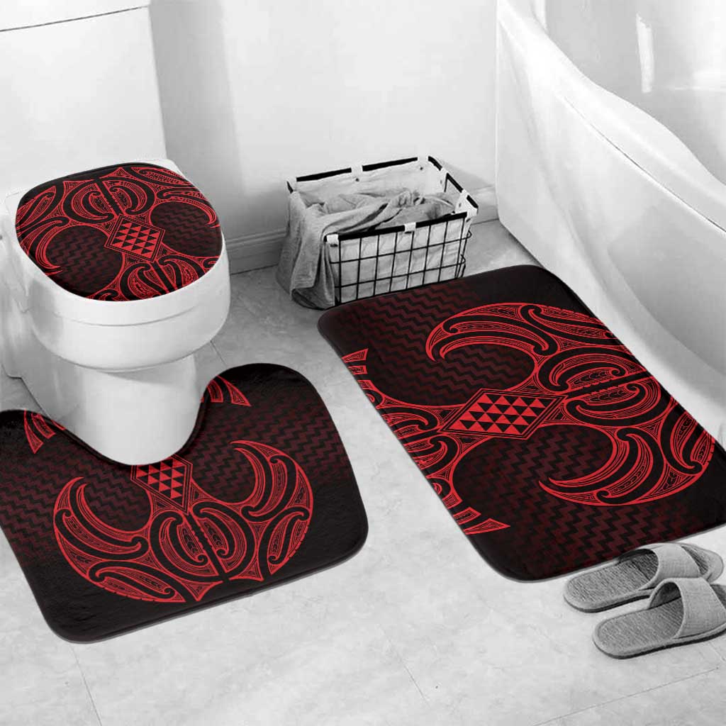 Whero Maori Ta Moko Poutama Art Bathroom Set - Polynesian Pride